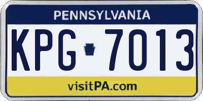 PA license plate KPG7013