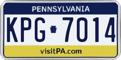 PA license plate KPG7014