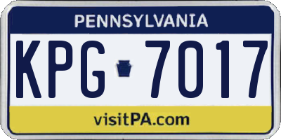 PA license plate KPG7017