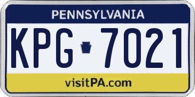 PA license plate KPG7021