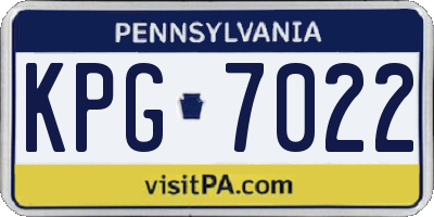 PA license plate KPG7022