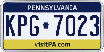 PA license plate KPG7023
