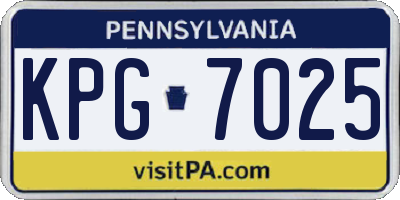 PA license plate KPG7025