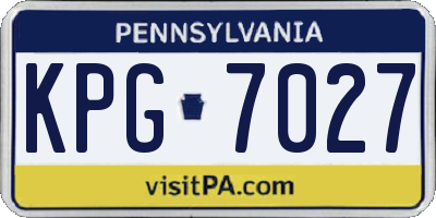 PA license plate KPG7027
