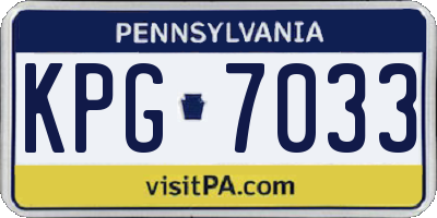 PA license plate KPG7033