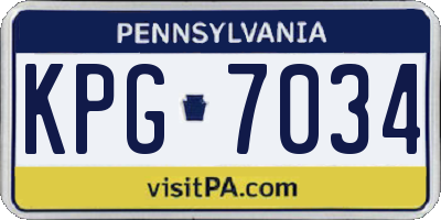 PA license plate KPG7034