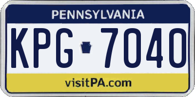 PA license plate KPG7040
