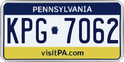 PA license plate KPG7062