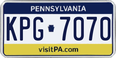 PA license plate KPG7070