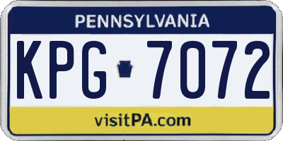 PA license plate KPG7072