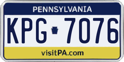 PA license plate KPG7076