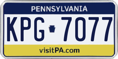 PA license plate KPG7077