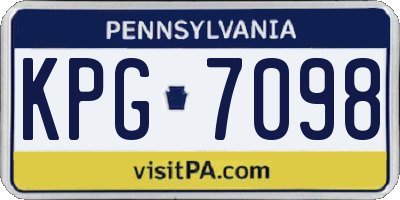 PA license plate KPG7098