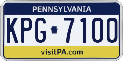 PA license plate KPG7100