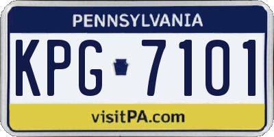 PA license plate KPG7101