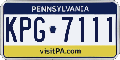 PA license plate KPG7111