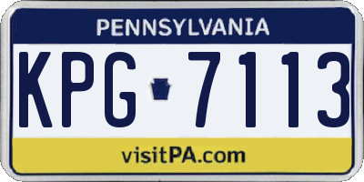 PA license plate KPG7113