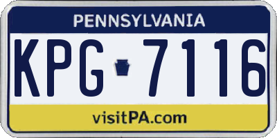 PA license plate KPG7116