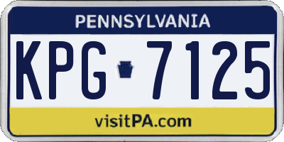 PA license plate KPG7125
