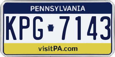 PA license plate KPG7143