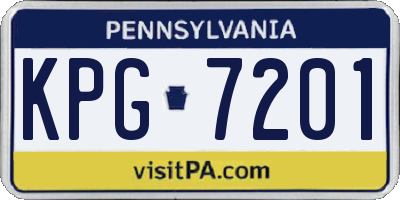 PA license plate KPG7201