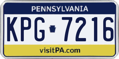 PA license plate KPG7216