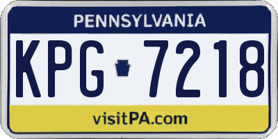 PA license plate KPG7218