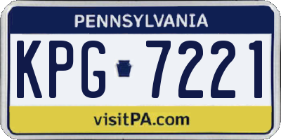 PA license plate KPG7221