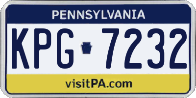 PA license plate KPG7232
