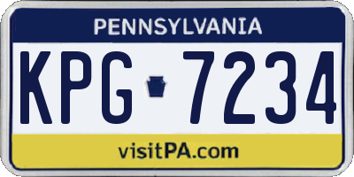PA license plate KPG7234