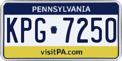 PA license plate KPG7250