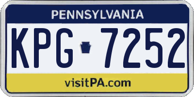 PA license plate KPG7252