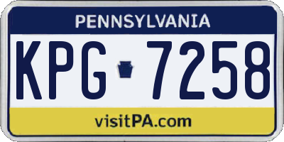 PA license plate KPG7258