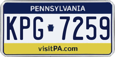 PA license plate KPG7259