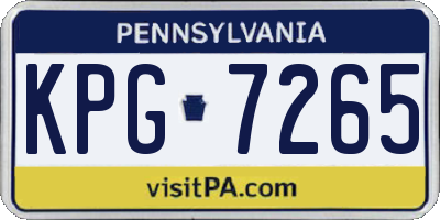 PA license plate KPG7265
