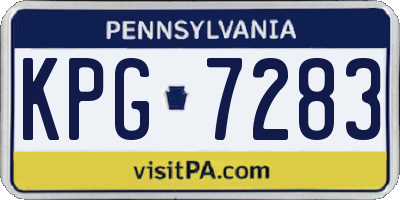 PA license plate KPG7283