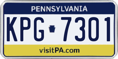 PA license plate KPG7301
