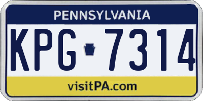 PA license plate KPG7314