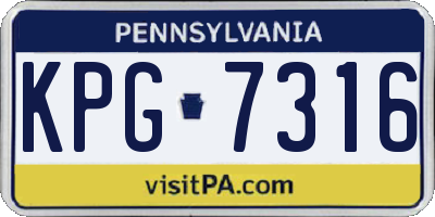 PA license plate KPG7316