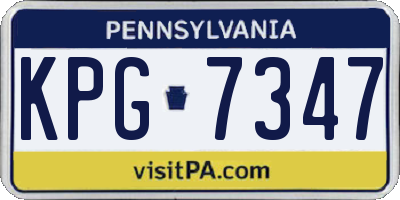 PA license plate KPG7347