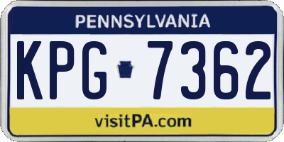 PA license plate KPG7362