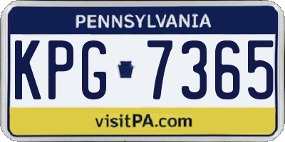 PA license plate KPG7365