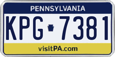 PA license plate KPG7381