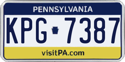 PA license plate KPG7387
