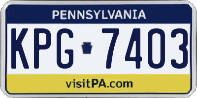 PA license plate KPG7403