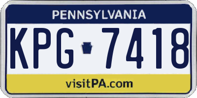 PA license plate KPG7418