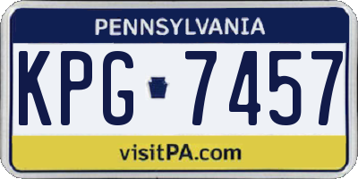 PA license plate KPG7457