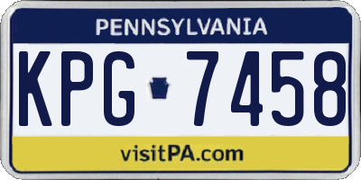 PA license plate KPG7458