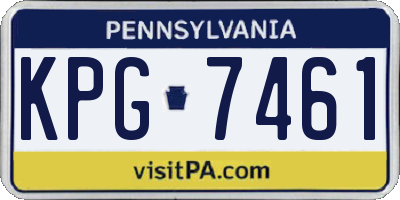 PA license plate KPG7461