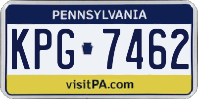 PA license plate KPG7462